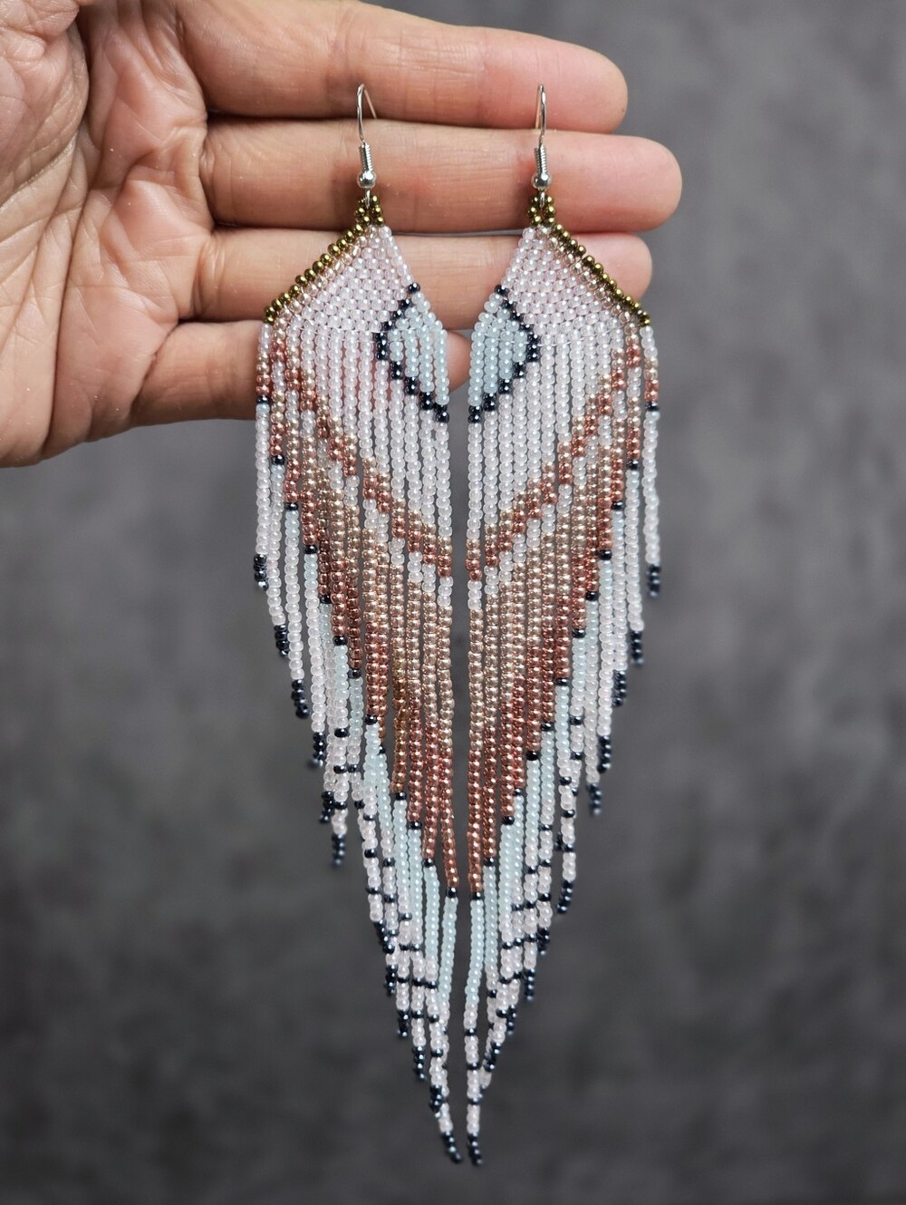 Elu Boho Fringe Beaded Earrings Handmade Jewelry